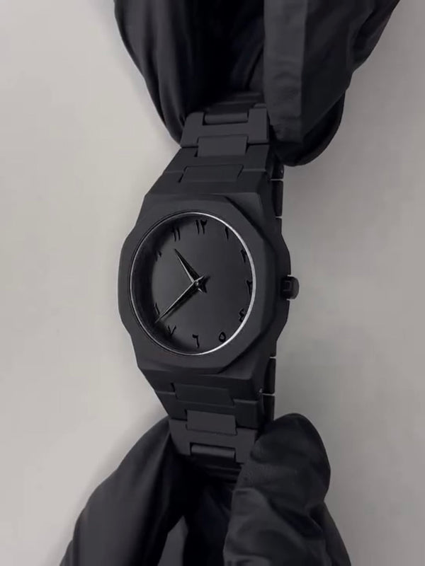 Full Black Aura Quartz Watch – Lightweight Analog Design, Premium Quality Finish, Stylish Wrist Watch for Men & Boys | Available in Full Black & Black-White (Without Box)