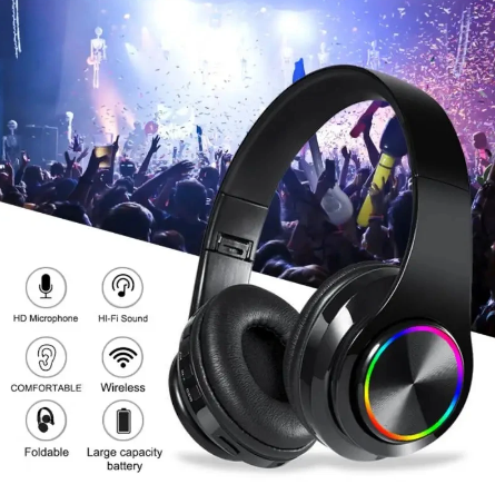 Wireless Bluetooth Headset Colorful Luminous Card-Inserting Game Music Sports Support Mobile Phone Compute