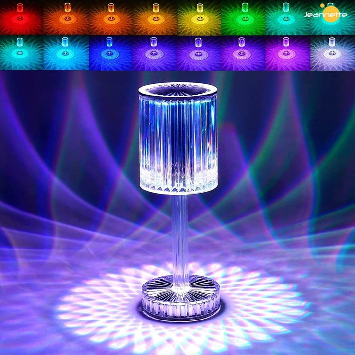 Crystal Table Lamp Touch Control RGB Color Light Bedroom Romantic - RiwayatbyRida