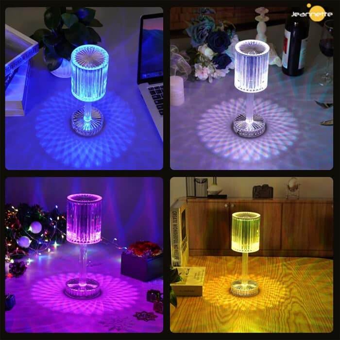 Crystal Table Lamp Touch Control RGB Color Light Bedroom Romantic - RiwayatbyRida