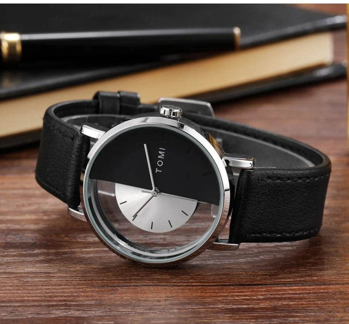 Tomi Black Leather Strap Men’s Watch – Stylish Wrist Watch in Pakistan - RiwayatbyRida