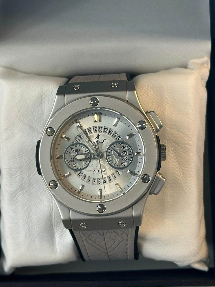 Hublot Chronograph Luxury Watch – Stainless Steel Case & Leather Strap - RiwayatbyRida