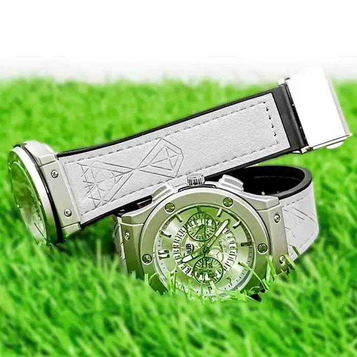 Hublot Chronograph Luxury Watch – Stainless Steel Case & Leather Strap - RiwayatbyRida